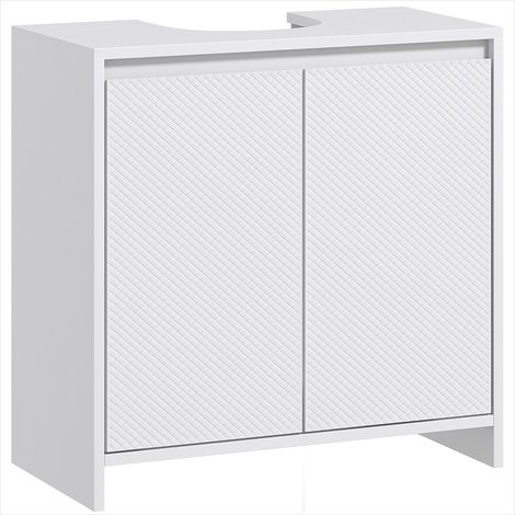 Meuble de salle de bain Blanc MDF Sous Vasque avec Étagère (1/5)