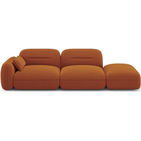 Canapé modulable droit 3 places en velours terracotta (1/5)