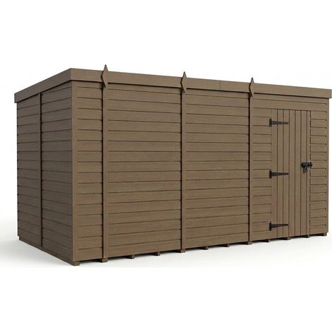 15ft x 9ft Composite Pent Garden Shed Single Door No Windows - Composite - L457 x W274 x H210 cm - Grey