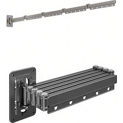 Barre de rideau de douche pliable multifonctionnelle, séparateur de salle de bain, grise (barre seule) (1/5)