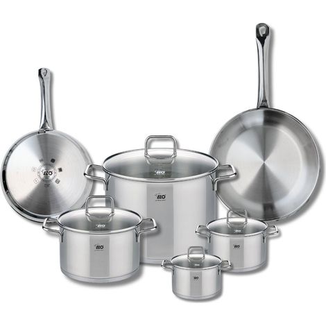 Ensemble de 2 Poêles de cuisson 24 et 28 cm et 4 faitouts 12, 14, 20 et 26 cm Elo Profi Citrin (1/5)