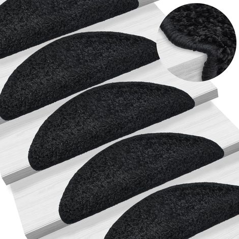10 pcs Tapis d'escalier, Tapis de marches, Marchettes D'escalier Auto-adhésif sécurité 65x21x4 cm Noir MKS31960 (1/5)