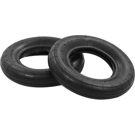 Pneu de brouette et chambre à air pour diable chariot caoutchouc noir 3.50-8 4PR lot de 4 pcs (1/5)