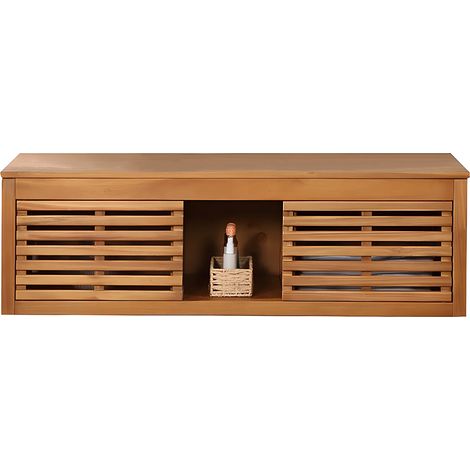Meuble sous vasque suspendu en bois d'acacia - 130 cm - PENEBEL (1/5)