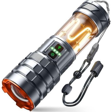 Ultra Powerful LED Flashlight, Rechargeable Flashlight with Camping Light, Zoomable, Waterproof, Portable Tactical Military Flashlight for Camping, Hiking, and Emergency Use [Energy Class A+++] (1/5)