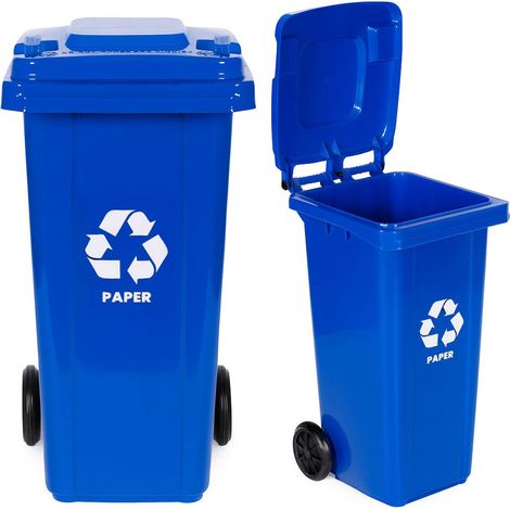 Poubelle bleue de 120 l avec roues en caoutchouc