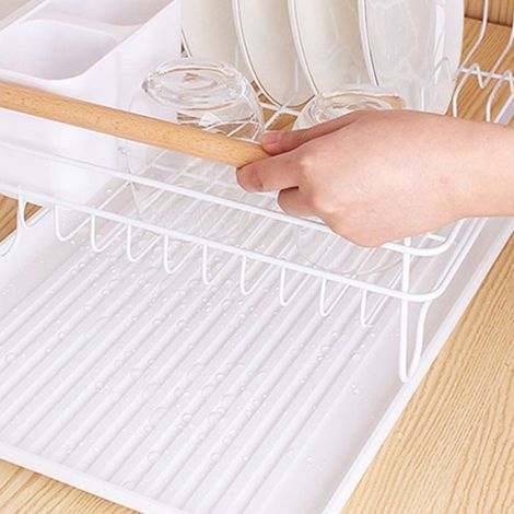 Égouttoir À Vaisselle - Fer - Blanc - 43x30.5x14 cm - Cuisine - 1 Pièce (1/4)