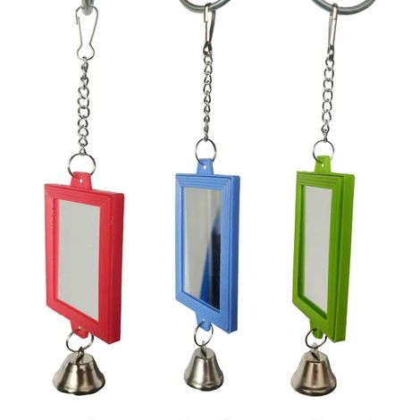 Miroir en plastique pour cage à oiseaux, avec clochette, jouet suspendu pour l'activité et le divertissement.-AquaForge (1/5)