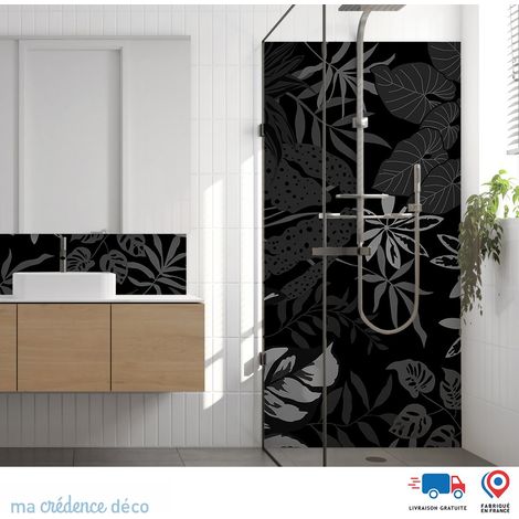 Panneau de douche : Feuilles tropicales 2 - Alu composite - 120 - 245 (1/3)