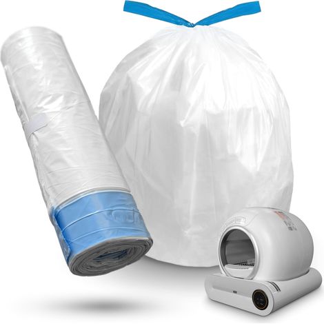 Gomedia X30 Sacchetti per lettiera automatica per gatti, 15 pezzi, colore bianco, con nastro adesivo resistente