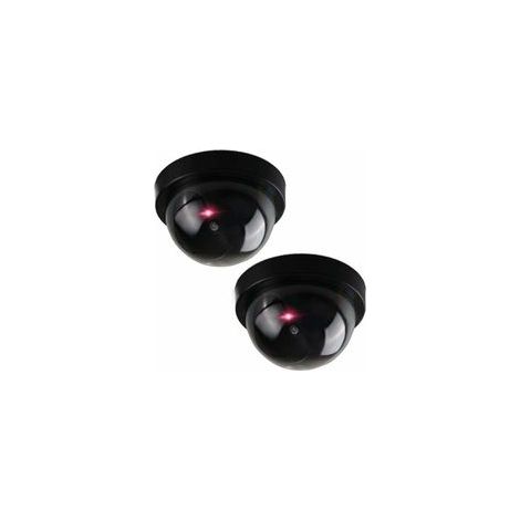 Caméra de sécurité factice - Ensemble réaliste de 2 mini caméras de sécurité factices - Caméra extérieure factice durable et fiable - Caméras factices à piles avec lumière rouge - Installation facile (1/4)