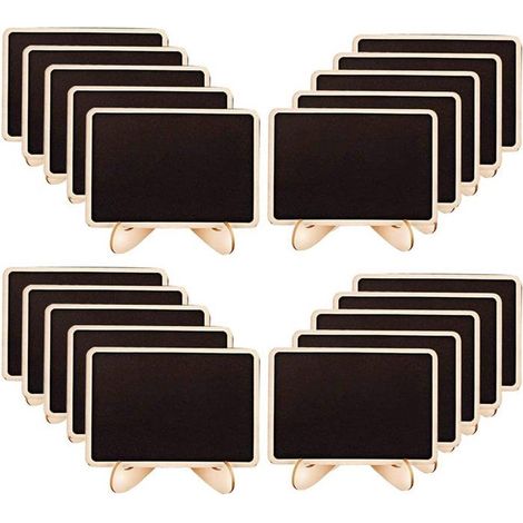 Ardoises Mini 20pcs Bois, Marqueurs Buffet Fête Étagère (1/5)