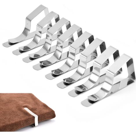 Ahlsen Clips para mantel, 8 piezas Clips para mesa de picnic, soportes para mantel, Clips flexibles para mantel de acero inoxidable para bodas, fiestas, camping, 6,5x3 cm, 8 piezas (1/5)