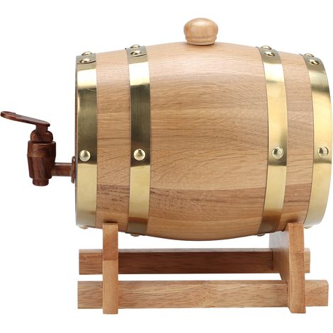 Tonneau à Vin en Chêne Vieilli de 1,5L - Accessoire de Rangement pour Cave et Décoration Rustique (1/5)
