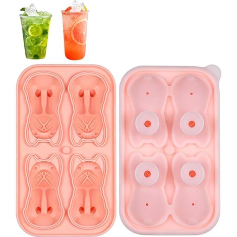 Bulldog-patterned silicone ice cube tray, 4-cavity puppy-patterned silicone ice cube tray, for decorating homemade drinks (1/5)