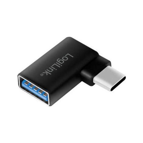 Adaptador USB 3.2 Gen1 Tipo C, C/M a USB-A/F, en ángulo de 90°, negro. (1/4)