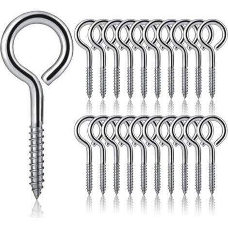 20 Pièces Vis à œillets M5 x 65 Crochets à Vis en Acier Inoxydable 304 Piton à Visser Crochet a Visser Piton à Vis Crochets Métalliques Autotaraudants pour Bricolage, Travaux Manuels, Cadres en Bois (1/4)