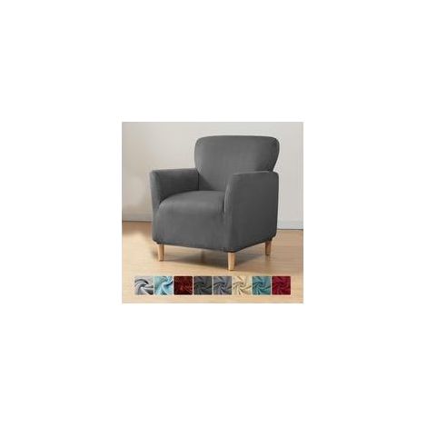 Housse de Canapé Gris Extensible Protection Universelle 1 Place avec Accoudoirs, Antidérapante, Confort et Pratique (1/5)