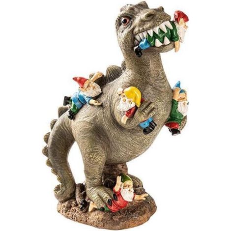 Décoration d'extérieur de statue de nain mangeant de dinosaure de jardin (1/5)