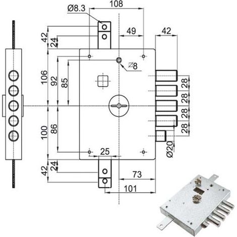 Serrure Sic.Triplice Sx Dm E73 7112-1Se Atra