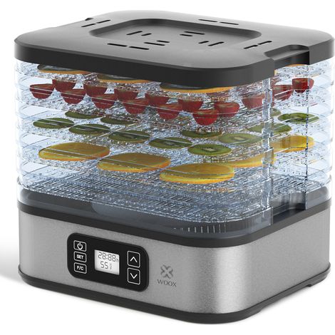 Déshydrateur alimentaire 240W – 5 plateaux empilables – Minuterie 0-72h – Température réglable 35-75°C – Circulation d'air 360° – Woox (1/4)