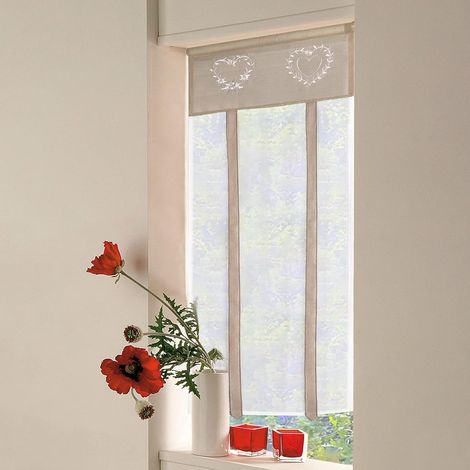 2 pièces Broderie Store Bateau de Serrage à Voilage Abat Jour Brise Rideaux Tulle Window Coque, Largeur 45 cm x Hauteur 120 cm (1/5)