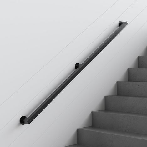 Main Courante d'escalier de Tuyau de Fer forgé, Main Courante de Barre de Garde de rétro de Barre de Garde d'eau de Couloir de Tuyau de Fer de Vent Industriel, Noir,360cm