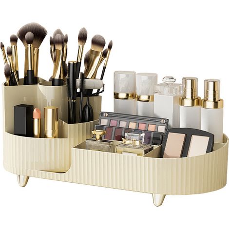 1 boîte de rangement cosmétique - boîte de rangement rotative combinée (blanc crème) boîte vierge