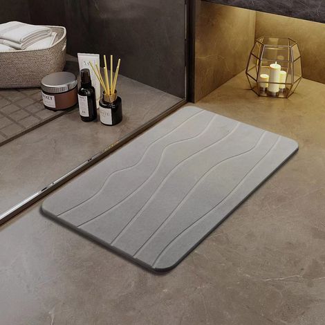 Tapis De Bain En Terre Diatomée - Antidérapant Rapide Séchage Absorbant - Pour Salle De Bain Porte Douche - 1 Pièce (1/5)