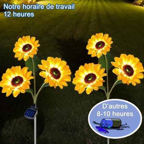 Hqynss Lot de 2 Lampes Solaires Tournesol Améliorées, Éclairage Jardin Extérieur Étanche IP65, Décoration Pelouse Allée Cour, Cadeau Anniversaire et Noël (1/4)