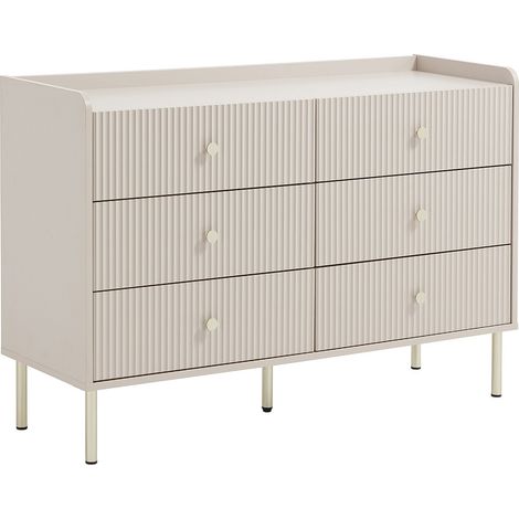 Comò 6 cassetti Beige e dorato - LUNAOR