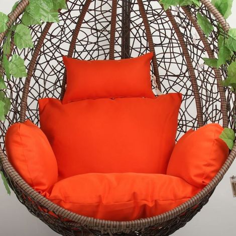 Coussin de rechange XXL pour fauteuil suspendu, assise et dossier, housse déhoussable et lavable, polyester, coloris orange, version imperméable