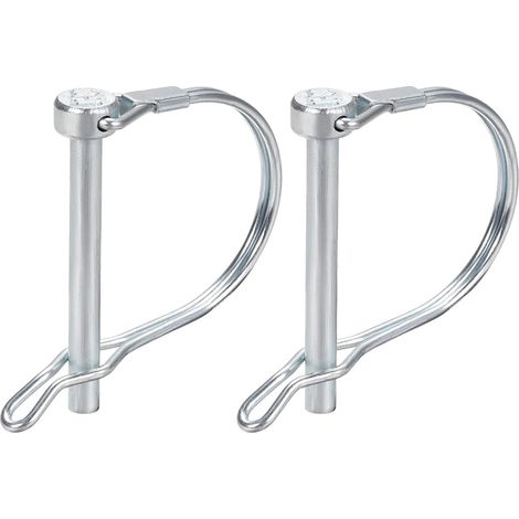 6mm x 50mm (DxL) d'Arbre - 2Pcs - pour les Remorques Agricoles et la Pelouse – Goupille de Coupleur Ronde en Acier au Carbone avec Oreille – Argent (1/5)