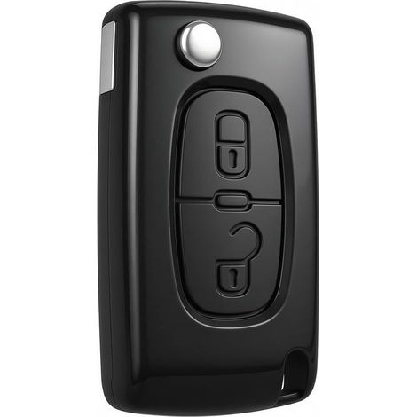 2 Boutons Coque Clé de Voiture, Télécommande Boîtier Clef à Rabat Pliable de Remplacement Compatible avec Peugeot 207 307 308 407 408 607 807 3008 5008 et Citroën C2 C3 C4 C5 C6 C8 DS3 DS4 (CE0536) (1/5)