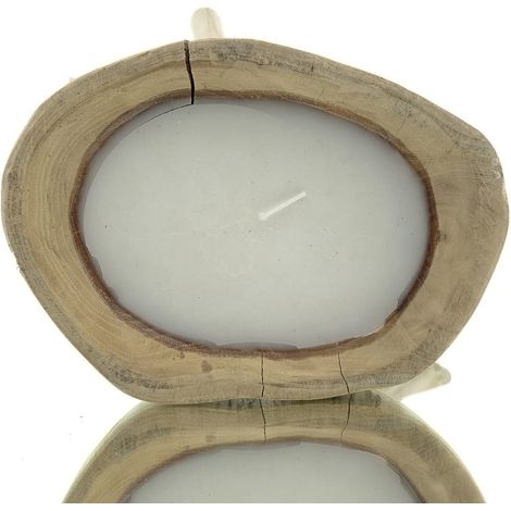 VAN DER LEEDEN Kerze in Teakholz Schale mit Beinen Natur, Ø 22 cm, Höhe 30 cm (1/4)