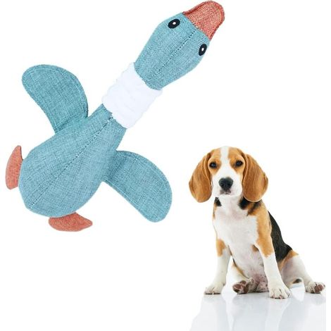 Jouets couineurs pour chiens en forme d'oie sauvage mignons pour chiens de petite et moyenne taille, jouet en peluche doux pour chien, jouets pour chiots pour des dents propres et un entraînement (ble (1/5)