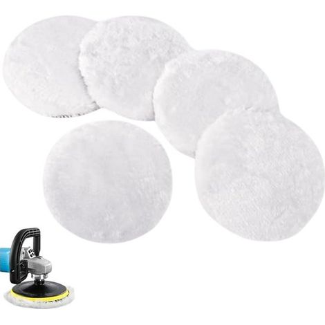 Lot de 5 disques de ponçage en laine, adhésives et flexibles, pour polissage automobile. Compatibles avec les polisseuses électriques et les disques de polissage synthétiques. (1/5)