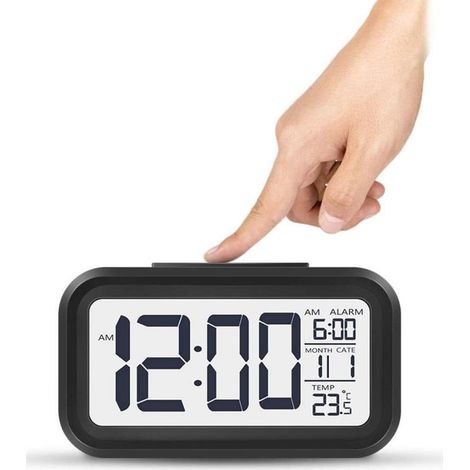 Réveil Numérique,Réveil électronique Grand écran HD Lumière Intelligente avec Date/Capteur de Température/Heure/Snooze pour Enfants, Adolescents (1/5)