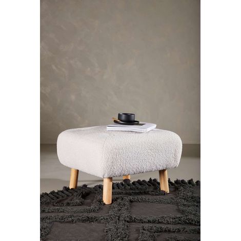 Salinapouf ,repose-pieds ours en peluche naturel, blanc. (1/5)