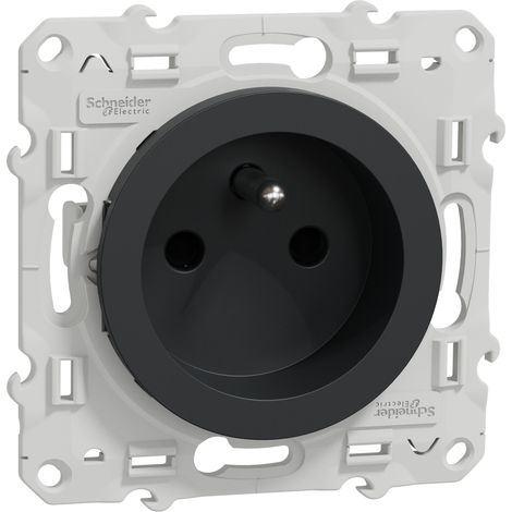Odace - Steckdose 2P+T - anthrazit - mit Schrauben - 4 Schnellanschlüsse pro Pol - SCHNEIDER ELECTRIC - S540049 (1/2)