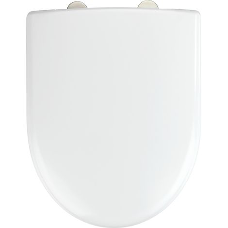Abattant WC avec frein de chute WENKO , Fixation inox facile, Antibactérien, Idéal usage fréquent (magasin, cabinet médical…), Anti rayures, Duro Plast, 36,5x45,5 cm, Blanc (1/7)