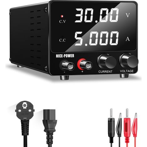 Alimentation CC variable 30 V 5 A, alimentation régulée à découpage réglable avec encodeur, affichage LED à 4 chiffres, mini alimentation de bureau CC régulée NICE-POWER (1/5)