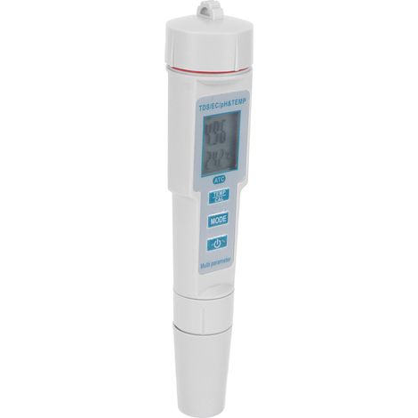 Stylo testeur de qualité de l'eau 4 en 1 : pH/EC/TDS/TEMP pour laboratoire d'analyse de l'eau potable des piscines (1/5)