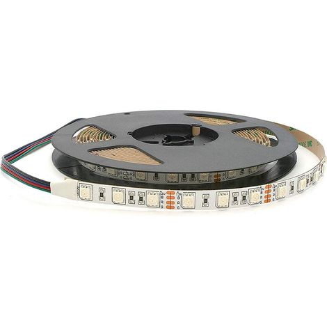 Trade Shop - Striscia Strip Led 5050 60led/mt Rgb 12v 7w/mt Bobina 5 Metri Ip20 5050-l-rgb - (1/3)