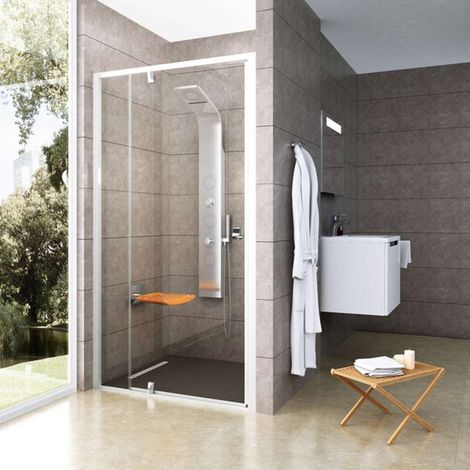 Ravak Pivot - Puerta de ducha PDOP2-110, 106-111 cm, blanco/cromo/vidrio transparente 03GD0100Z1