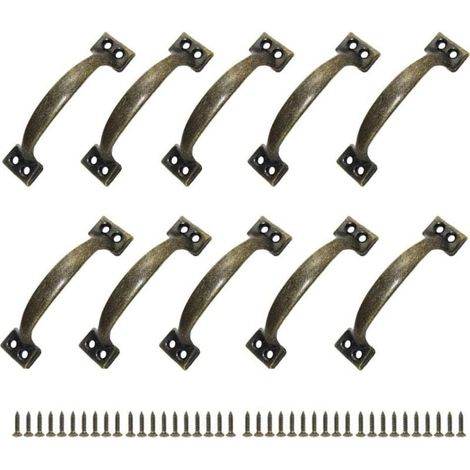 10 Poignées Poignee de Meuble Bouton de Porte Poignee Entraxe Rustiques en Alliage de Zinc Pour Cuisine Porte de Grange Jardin Remise (120MM) (1/4)