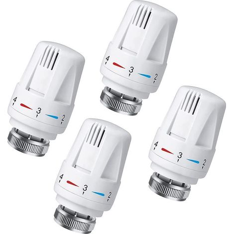 Tigrezy Lot de 4 Tête Thermostatique Connectée Vanne Thermostatique Accessoire, Tete Thermostatique Radiateur, Tête de Remplacement de Vanne de Radiateur pour le Thermostat M30 x 1.5 White (1/5)