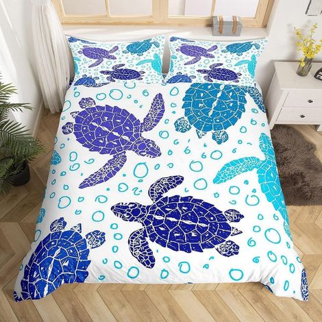 Bettwäsche Set 135x200cm mit Schildkröten-Motiv, Mikrofaser, für Kinder