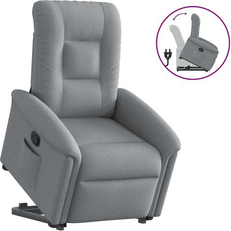 vidaXL Poltrona Alzapersona Reclinabile Grigio Chiaro in Tessuto (1/5)