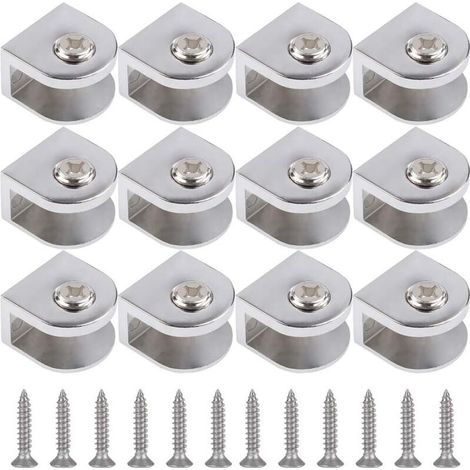 Lntyq 12 pièces de pinces à verre,support de verre réglable,pince de support de verre,support de cloison en verre réglable,peuvent installer de l'argent en verre de 3 à 10 mm d'épaisseur (1/5)